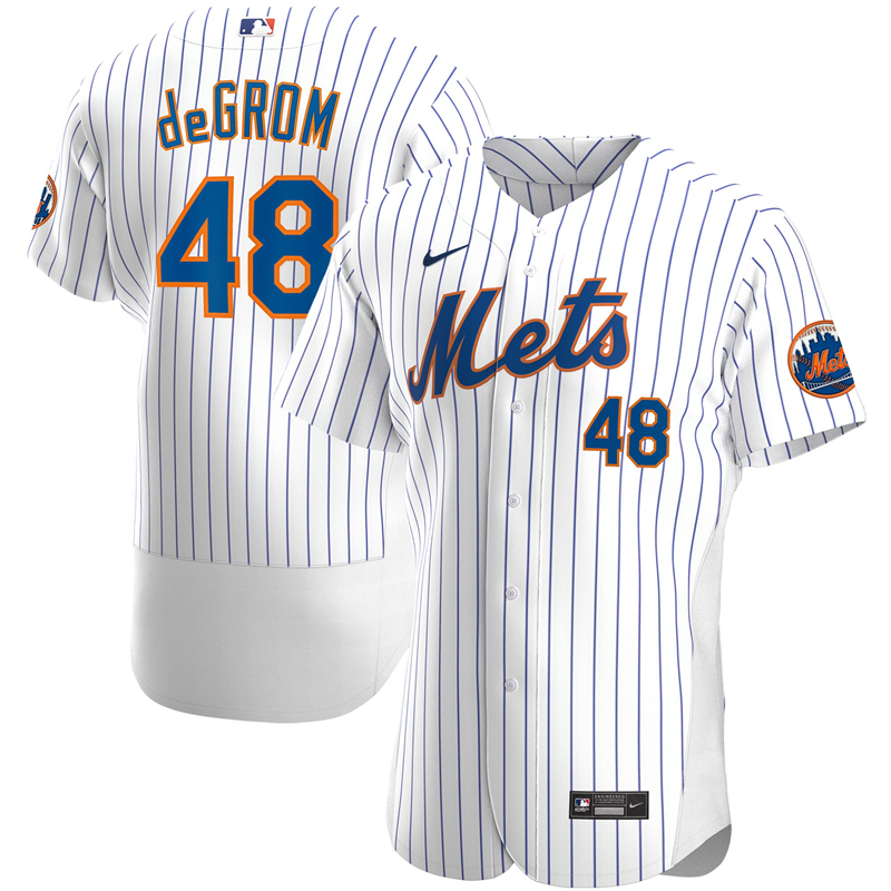 2020 MLB Men New York Mets #48 Jacob deGrom Nike White Home 2020 Authentic Player Jersey 1->new york mets->MLB Jersey